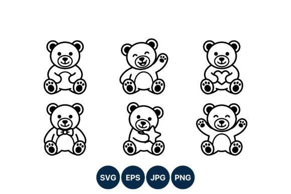 Download Cute Black and White Teddy Bear Vector - White teddy bear Collection