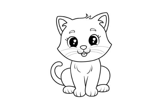 Download Cute Cat Coloring Page for Kids - Premium Resources