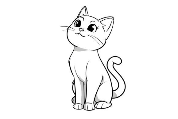 Download Cute Cat Coloring Page for Kids - Premium Resources