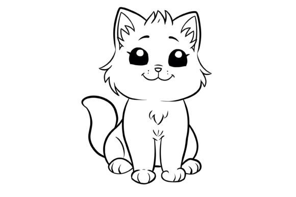 Download Cute Cat Coloring Page for Kids - Premium Resources